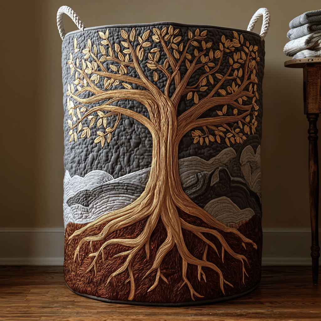 Albero della Vita | Cesta Portabiancheria Fatta a Mano