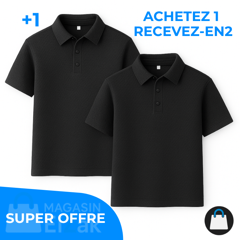 Achetez 1 Recevez-en 2 – Polo Rafraîchissant En Jacquard: Noir + Noir