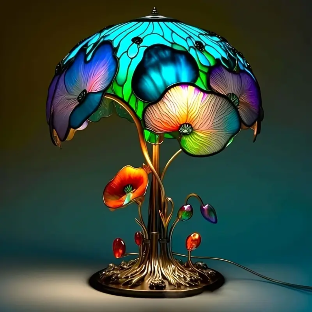 Lampada Artigianale – Bohemian Style Lamp with Mushroom and Flower Motif