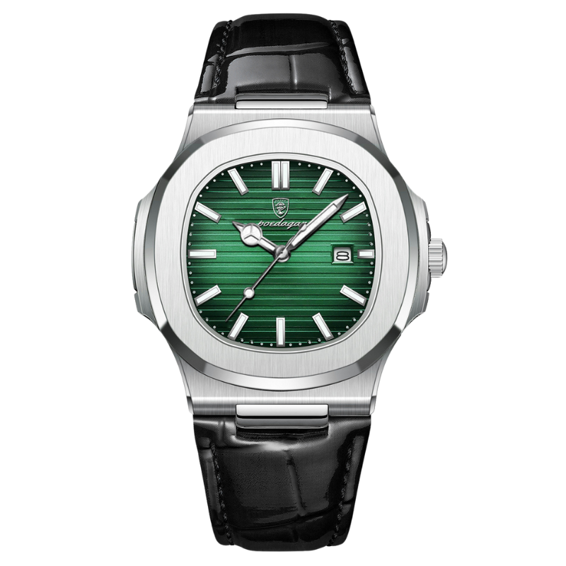 Montre Quartz Carrée - Argent Vert
