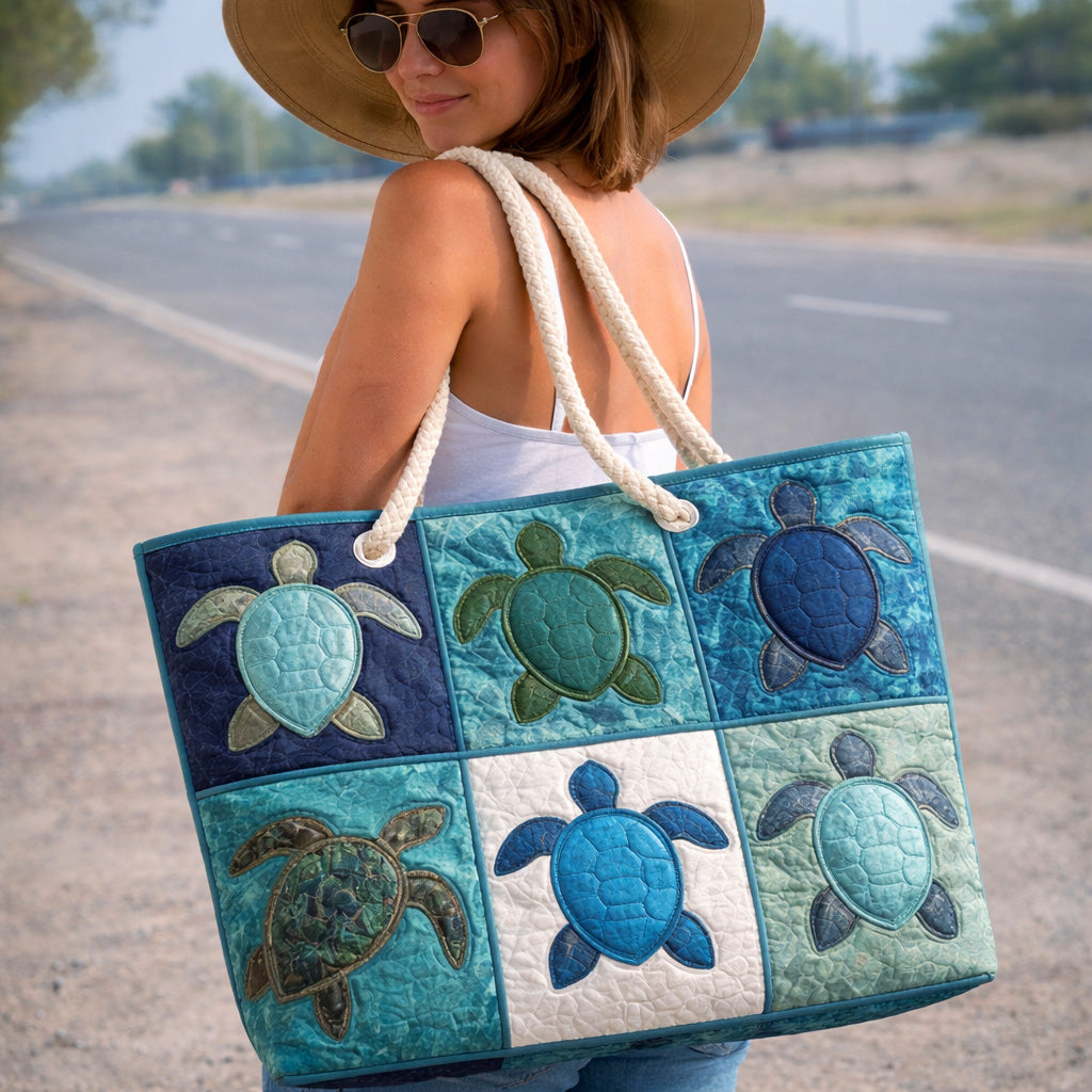 Borsa da Spiaggia Fatta a Mano | Tartaruga Blu