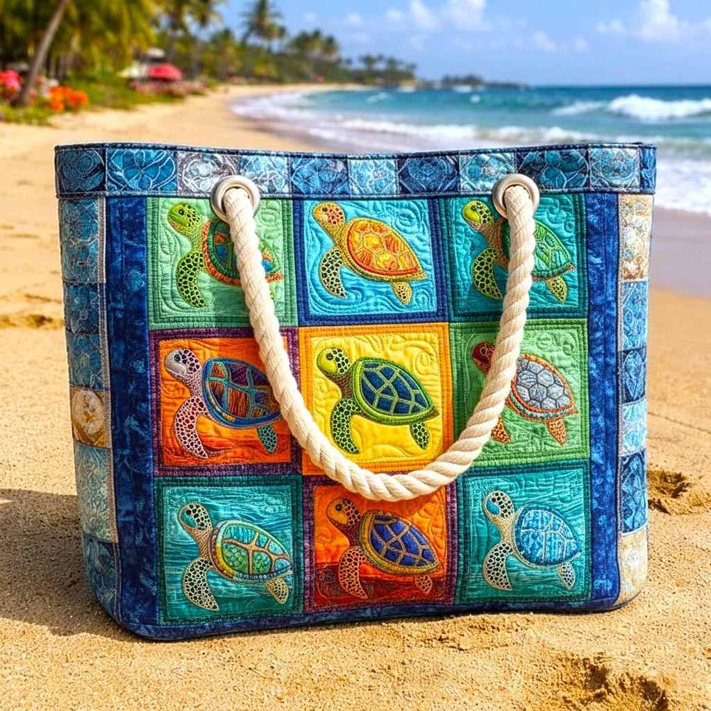 Borsa da Spiaggia Fatta a Mano | Tartaruga Tranquilla