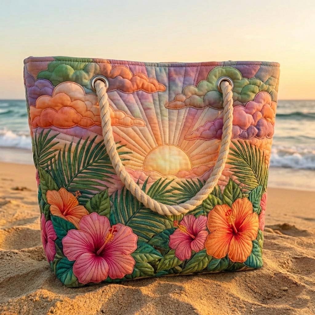 Borsa da Spiaggia Fatta a Mano | Alba Tropicale