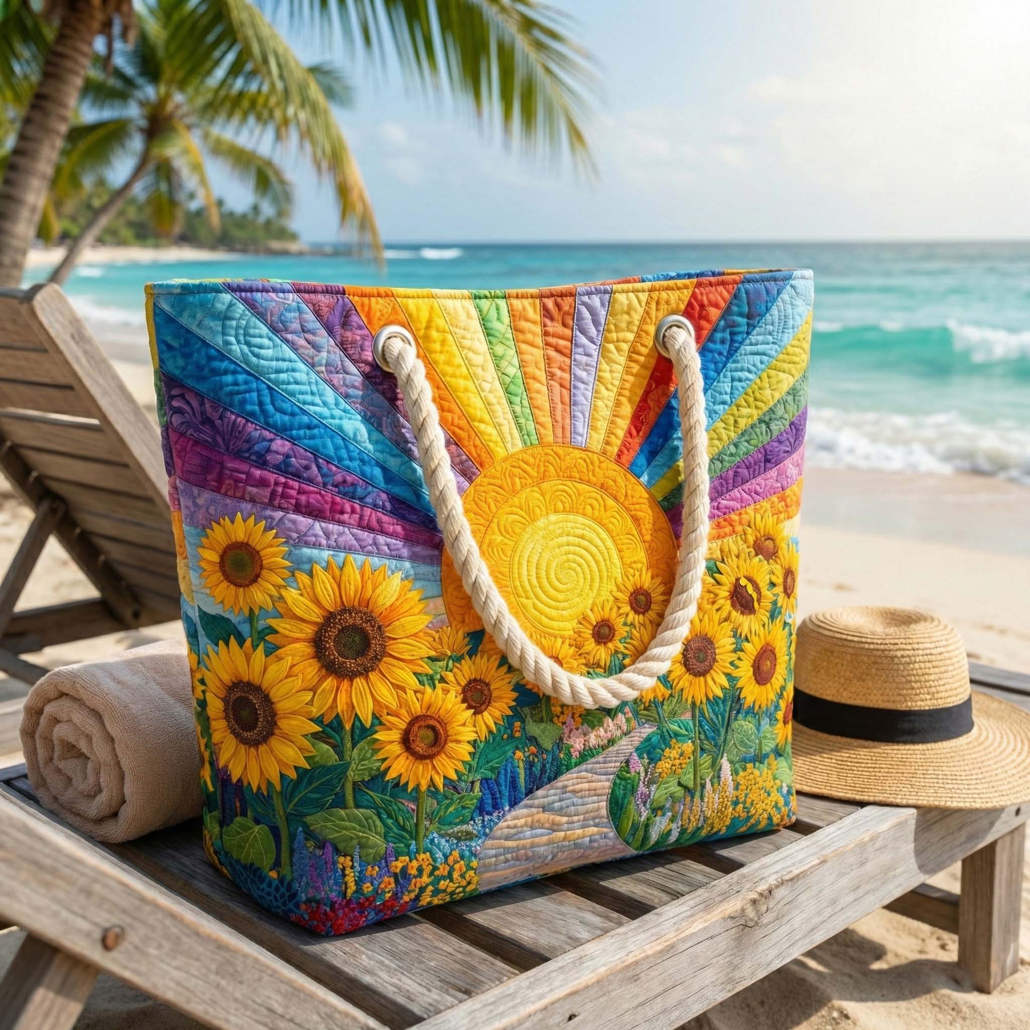 Borsa da Spiaggia Fatta a Mano | Sole Arcobaleno