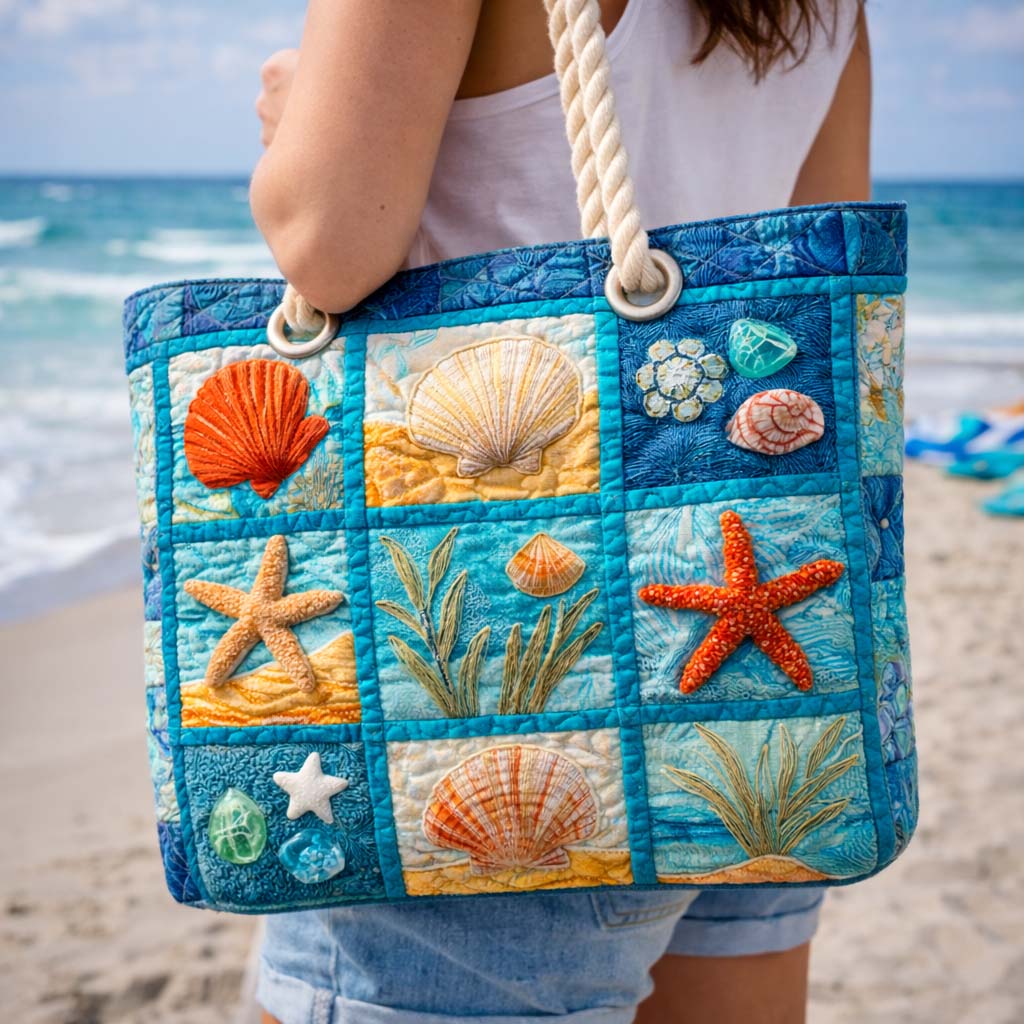 Borsa da Spiaggia Fatta a Mano | Conchiglie Costiere