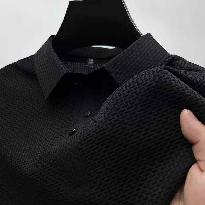 Achetez 1 Recevez-en 2 – Polo Rafraîchissant En Jacquard: Noir + Blanc