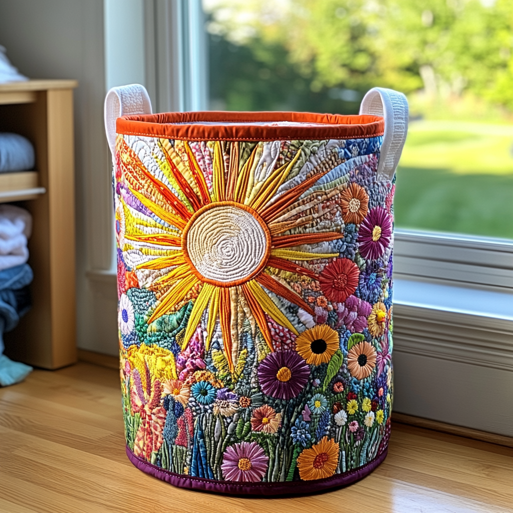 Cesta Portabiancheria Fatta a Mano | Girasole in Fiore