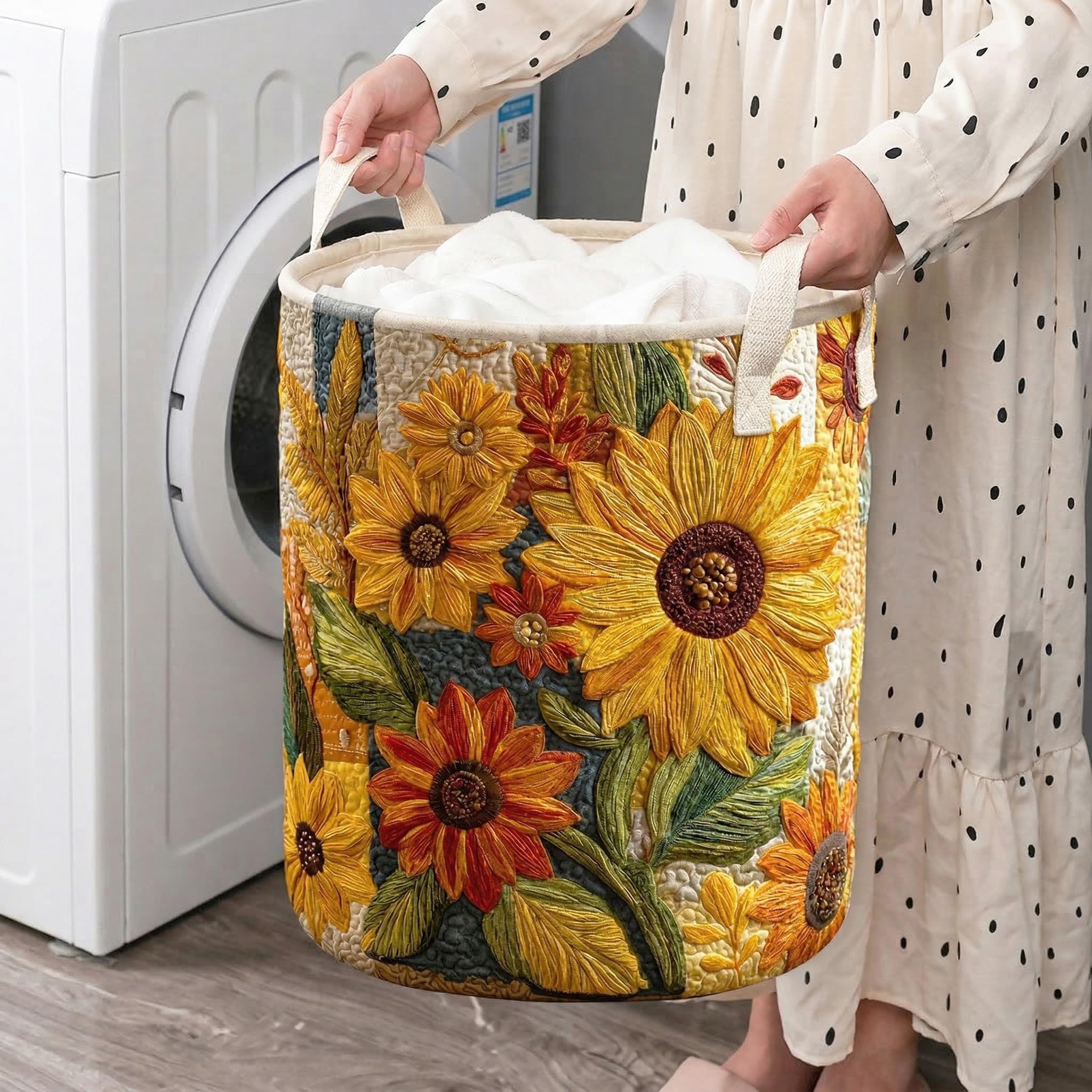 Sogno di Girasole | Cesta Portabiancheria Imbottita