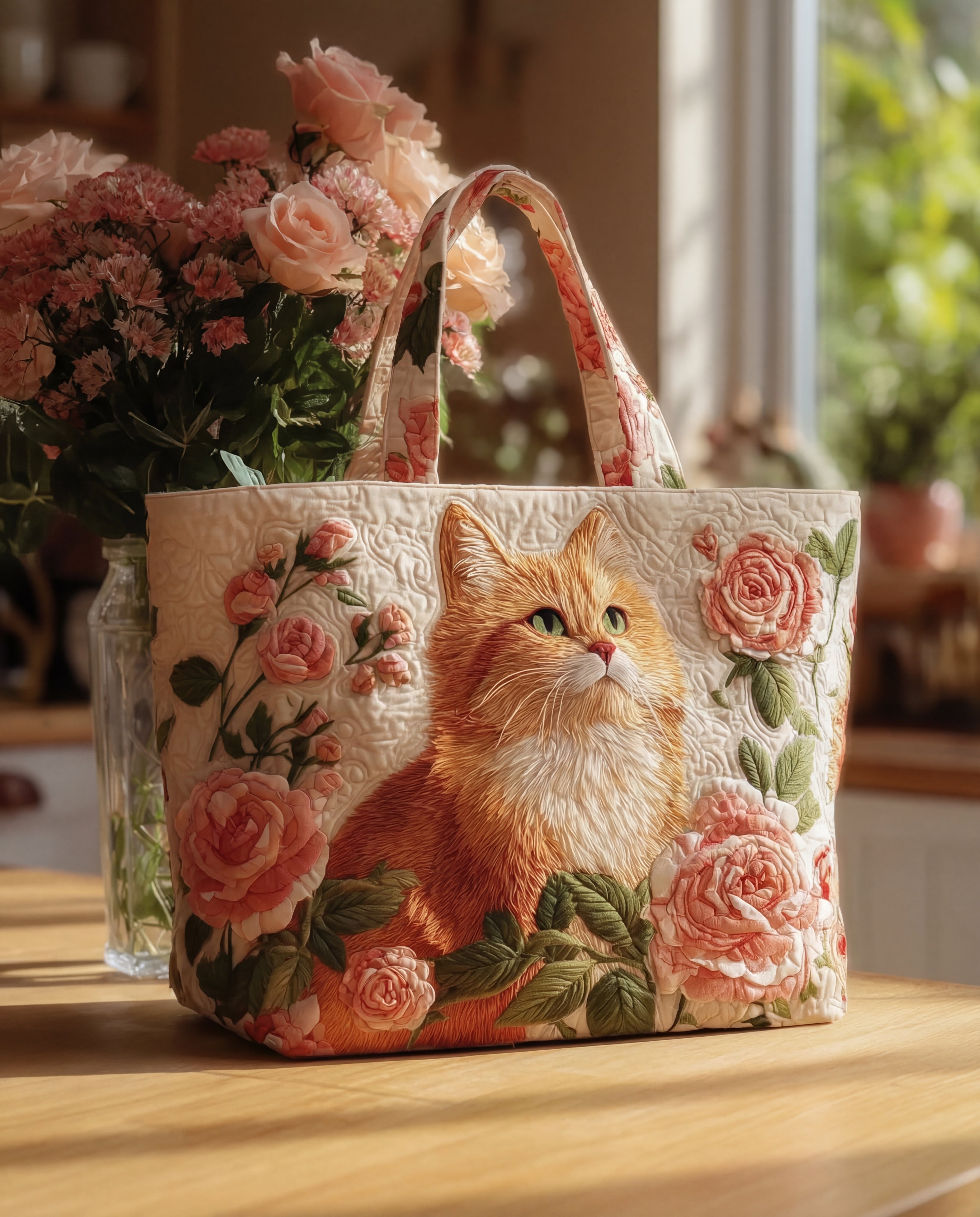 Borsa Artigianale “Gatto con Rose”