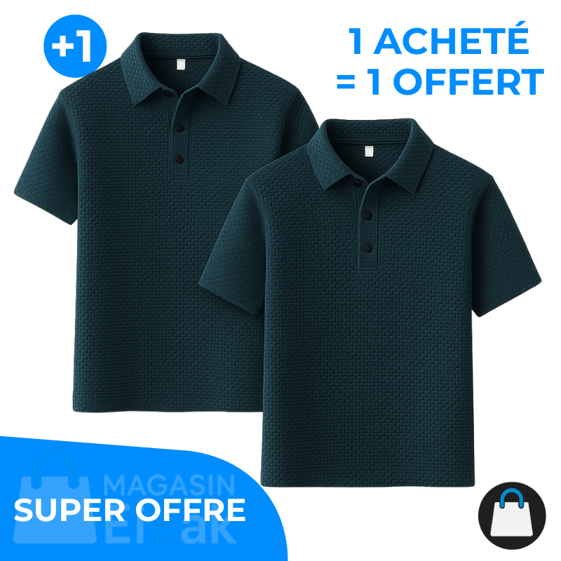 Achetez 1 Recevez-en 2 – Polo Rafraîchissant En Jacquard: Bleu + Bleu