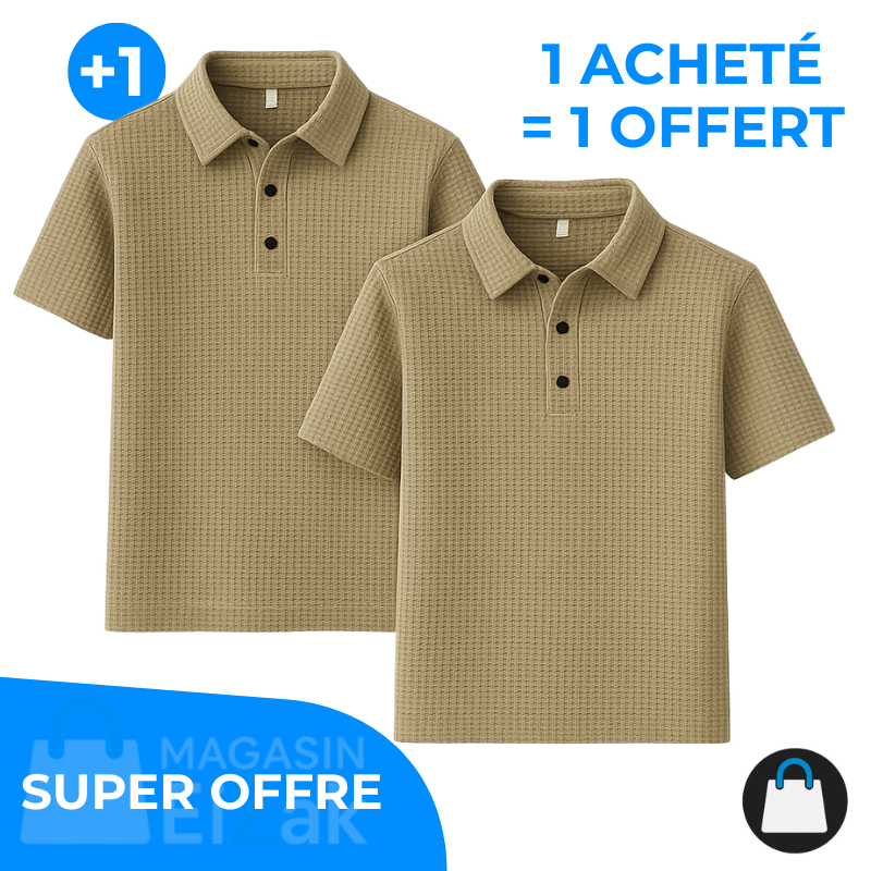 Achetez 1 Recevez-en 2 – Polo Rafraîchissant En Jacquard: Beige + Beige