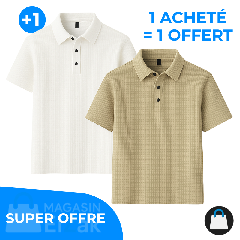 Achetez 1 Recevez-en 2 – Polo Rafraîchissant En Jacquard: Blanc + Beige