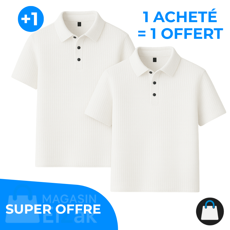 Achetez 1 Recevez-en 2 – Polo Rafraîchissant En Jacquard: Blanc + Blanc