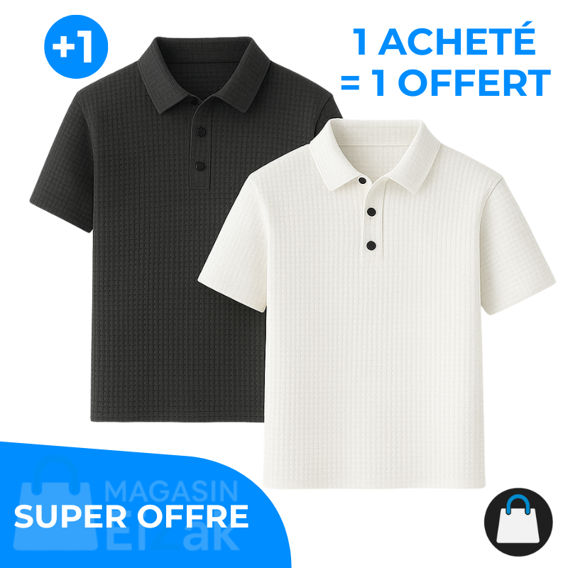 Achetez 1 Recevez-en 2 – Polo Rafraîchissant En Jacquard: Blanc + Gris