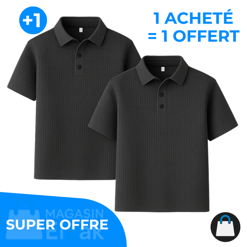 Achetez 1 Recevez-en 2 – Polo Rafraîchissant En Jacquard: Gris + Gris