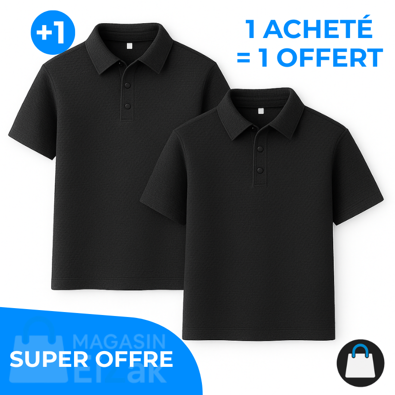 Achetez 1 Recevez-en 2 – Polo Rafraîchissant En Jacquard: Noir + Noir
