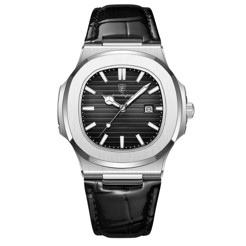 Square Quartz Watch - Silver Black