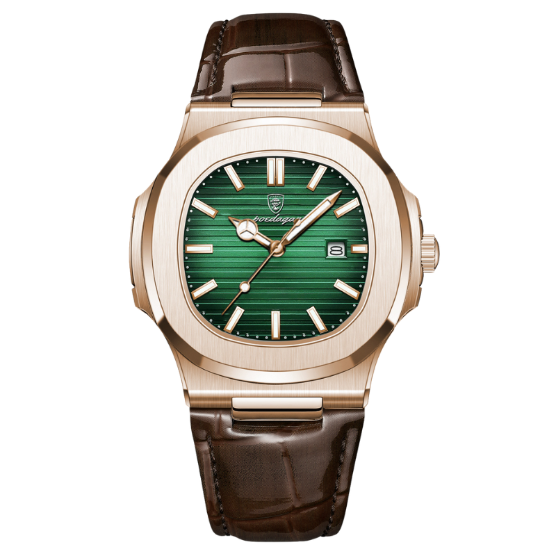 Montre Quartz Carrée - Rose Doré Vert