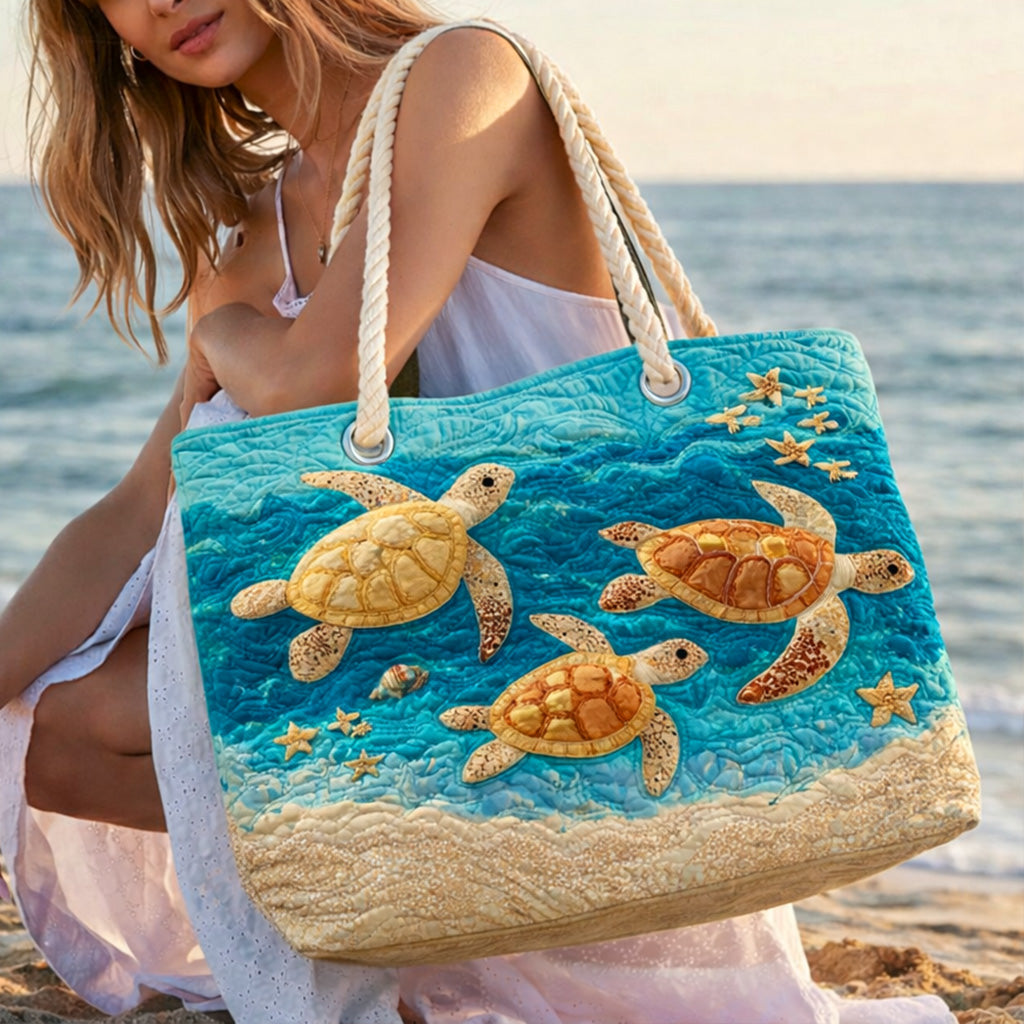Borsa da Spiaggia Fatta a Mano | Costa della Tartaruga Dorata
