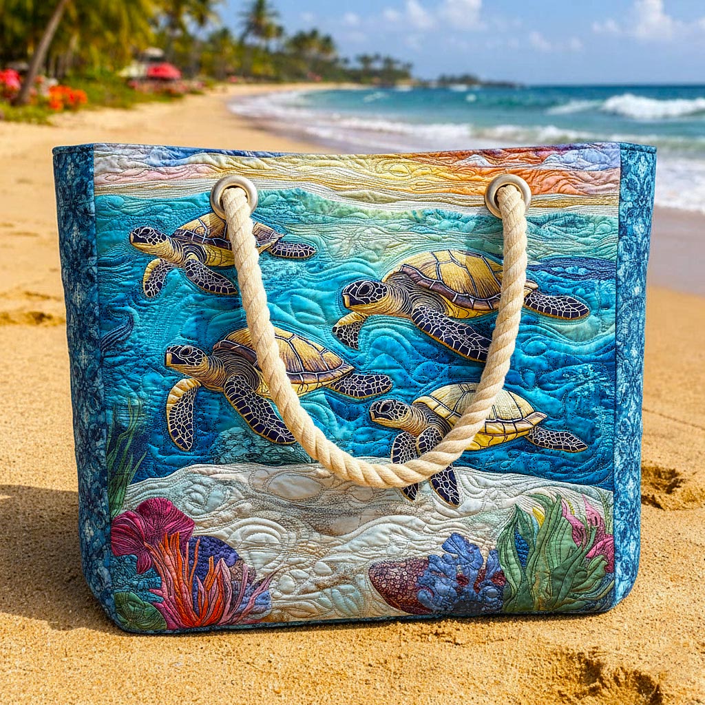 Borsa da Spiaggia Fatta a Mano | Tartaruga Marina