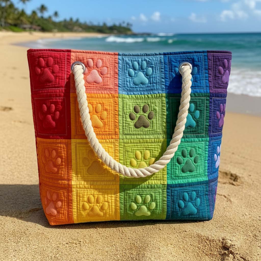 Borsa da Spiaggia Fatta a Mano | Toppa con Impronta