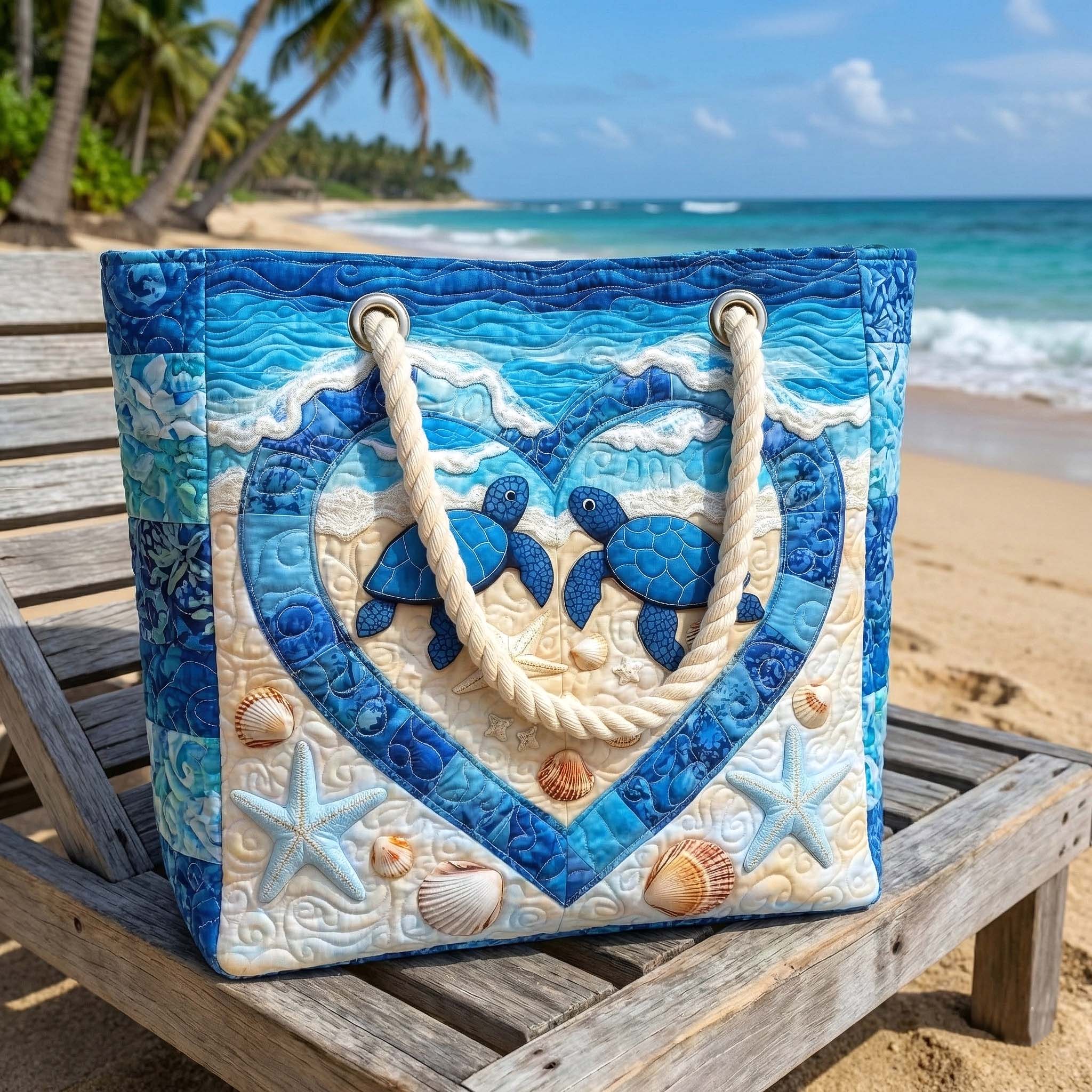 Borsa da Spiaggia Fatta a Mano | Serenità della Tartaruga