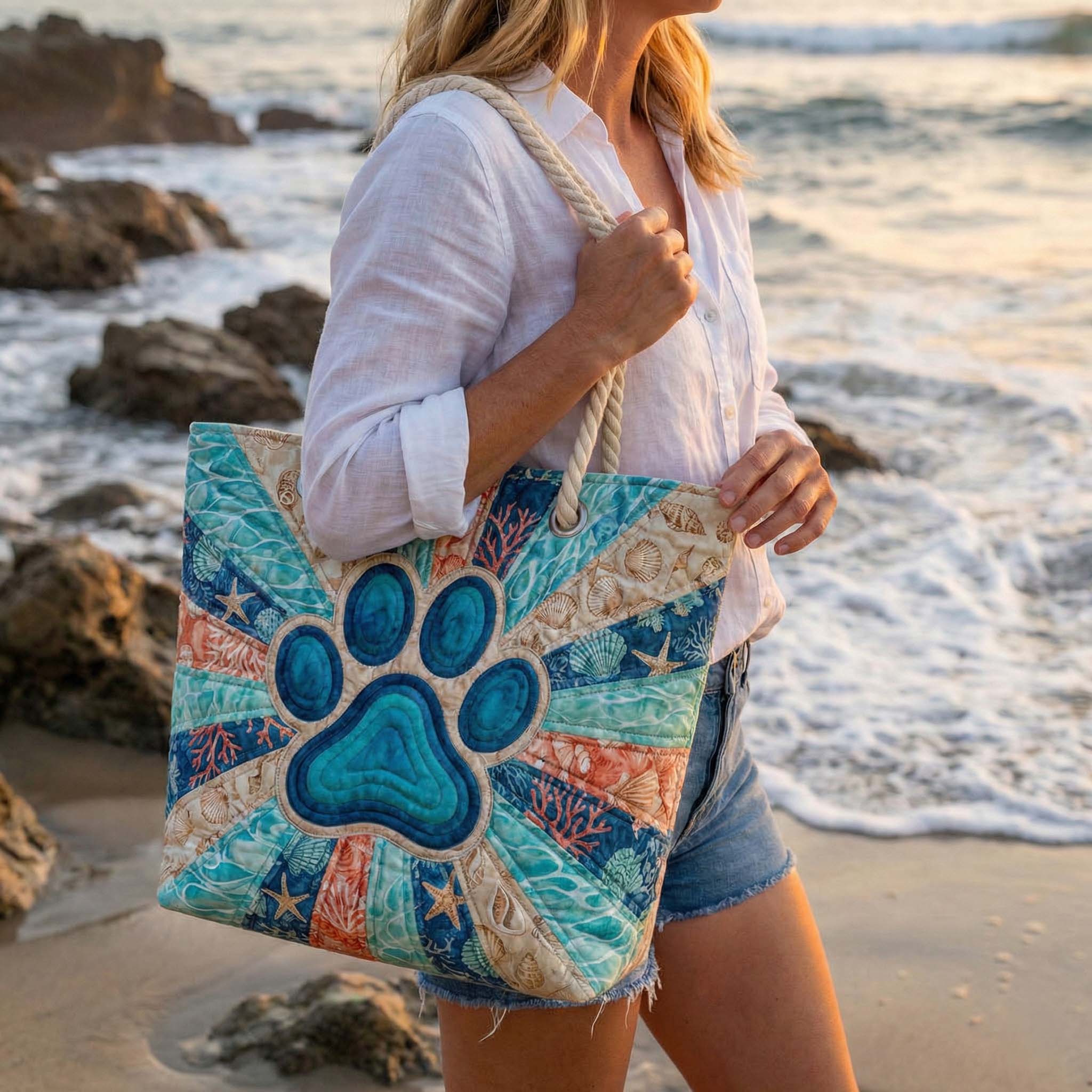 Borsa da Spiaggia Fatta a Mano | Impronta di Zampe