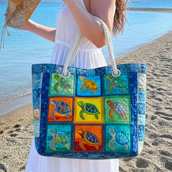 Borsa da Spiaggia Fatta a Mano | Tartaruga Tranquilla