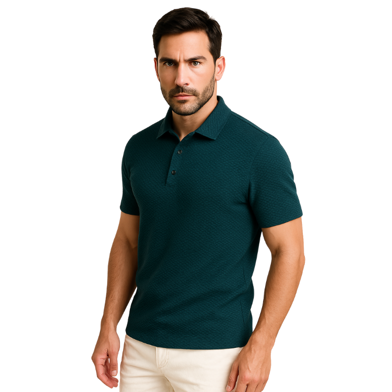 Achetez 1 Recevez-en 2 – Polo Rafraîchissant En Jacquard: Noir + Bleu
