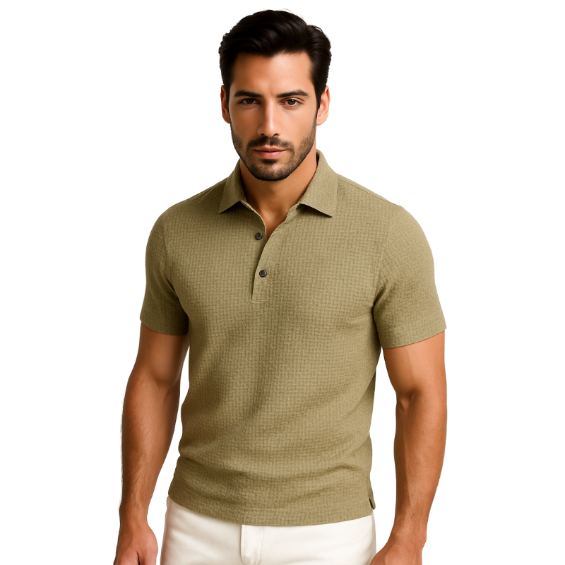 Achetez 1 Recevez-en 2 – Polo Rafraîchissant En Jacquard: Noir + Beige