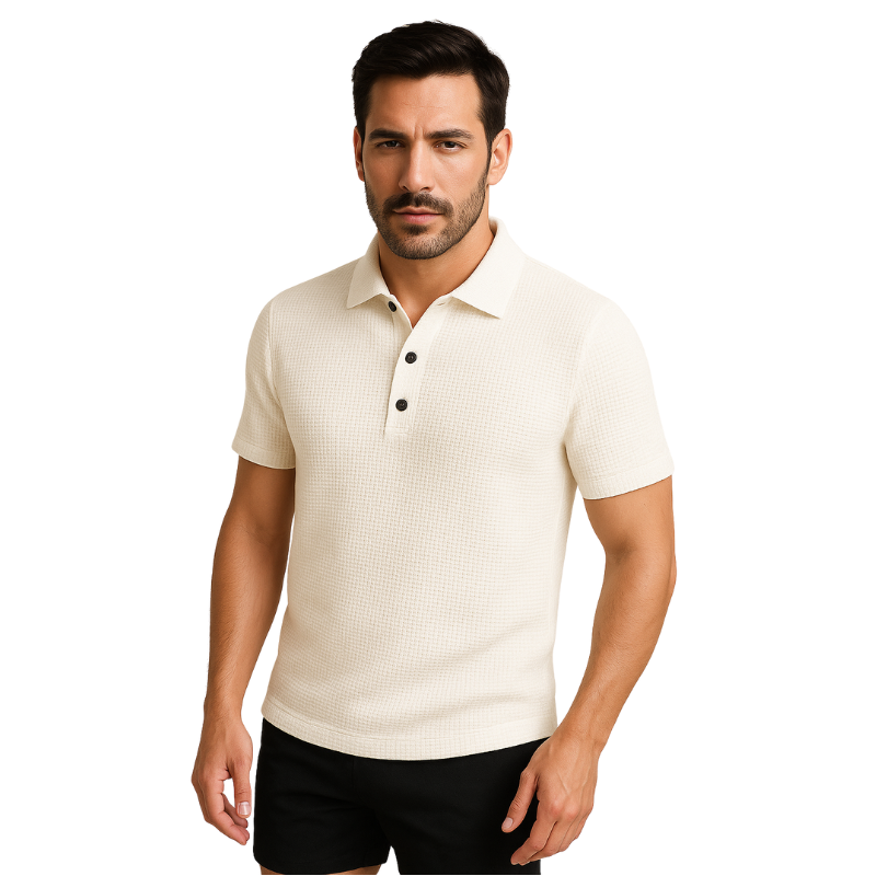 Achetez 1 Recevez-en 2 – Polo Rafraîchissant En Jacquard: Blanc + Blanc