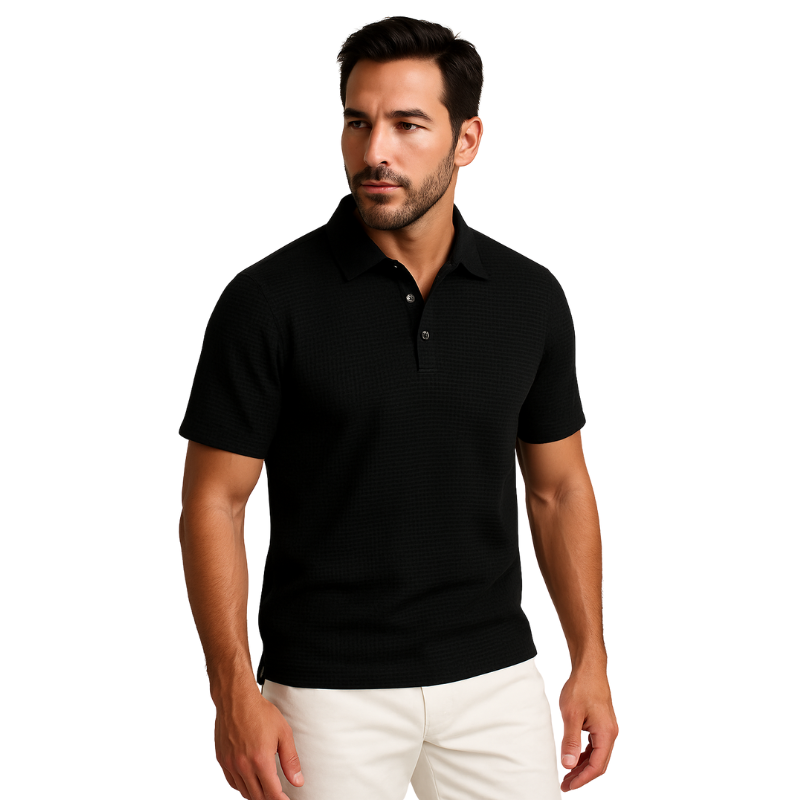 Achetez 1 Recevez-en 2 – Polo Rafraîchissant En Jacquard: Noir + Noir