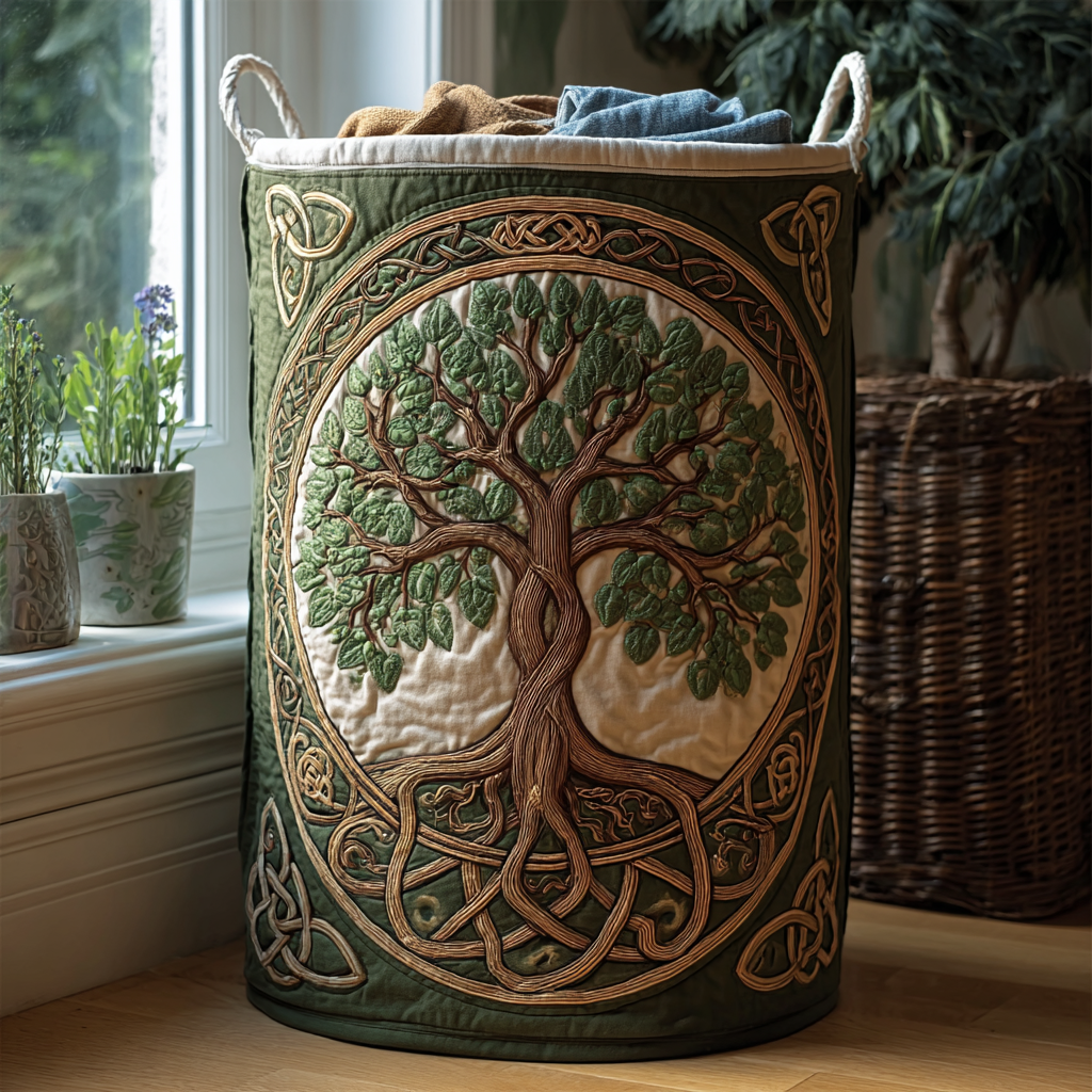 Albero della Vita | Cesta Portabiancheria Fatta a Mano